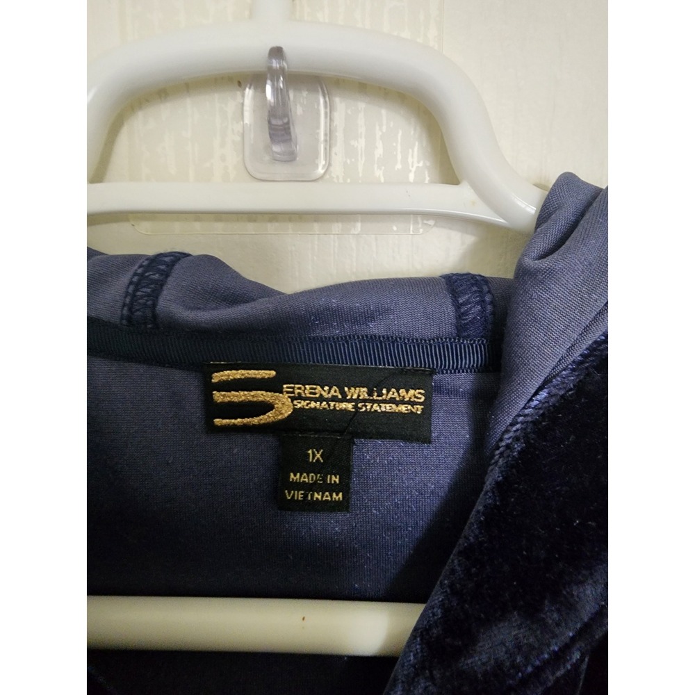 Serena Williams Signature Statement Navy Velour Tracksuit Set Hoodie Pants 1X - Picture 2 of 16